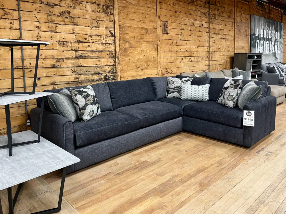 L Shape Sectional In Deep Ash Grey The Stock Room