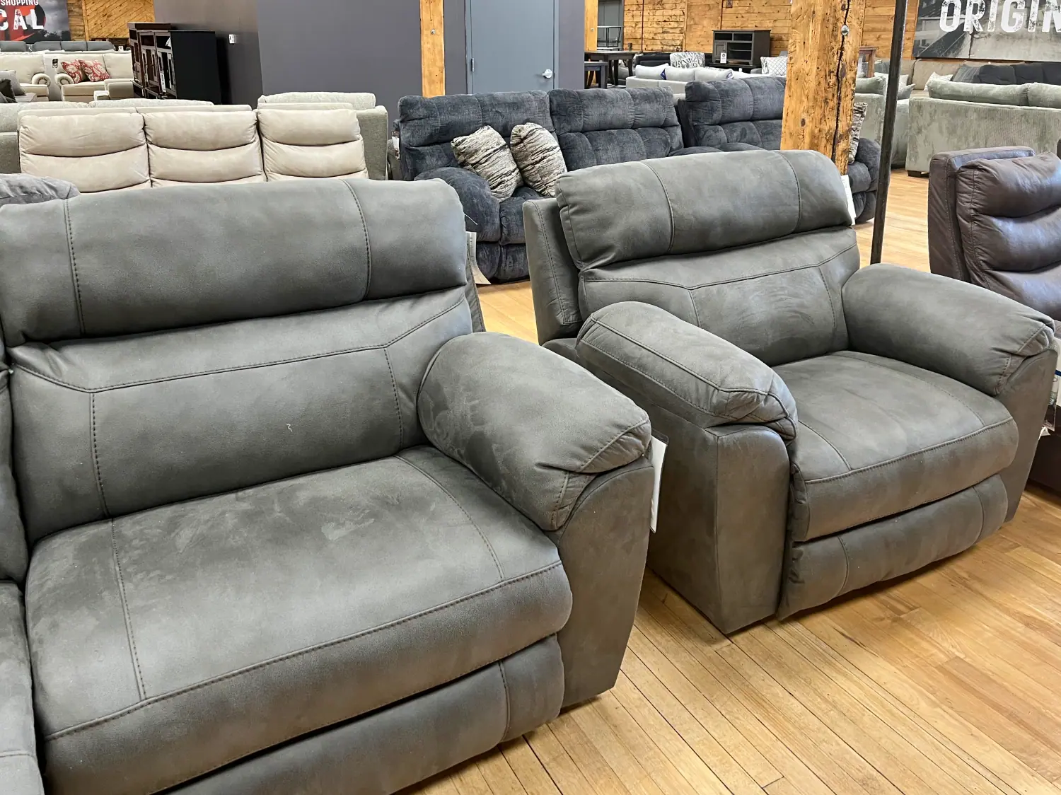 Suede leather reclining discount sofa