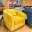 canary yellow swivel chair armchair in the stock room furniture warehouse in rockford, il