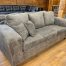 three seat sofa with extra wide track arms in cozy taupe fabric in the stock room furniture warehouse in rockford, il