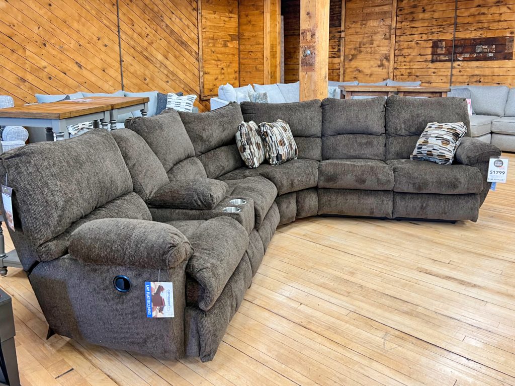 Plush brown fabric L shape reclining sectional in Rockford, IL