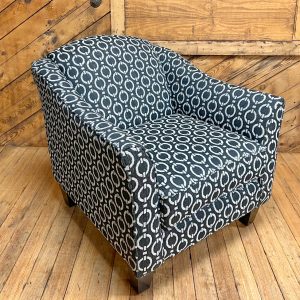 black & cream geometric pattern accent chair in the stock room discount furniture warehouse in rockford, il