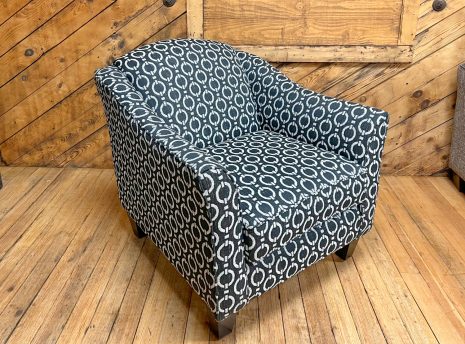 black & cream geometric pattern accent chair in the stock room discount furniture warehouse in rockford, il