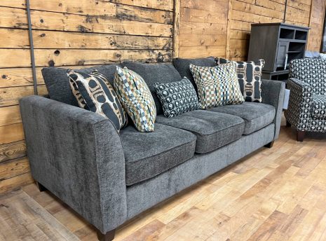 charcoal three seat sofa in the stock room discount furniture warehouse in rockford, il