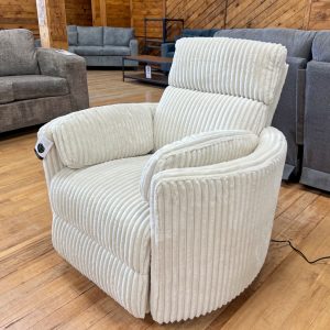 radius swivel power recliner in jumbo fluffy corduroy at the stock room discount furniture warehouse in rockford il