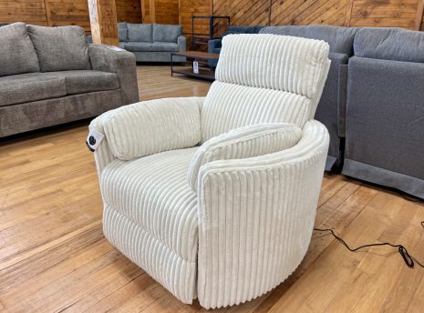 radius swivel power recliner in jumbo fluffy corduroy at the stock room discount furniture warehouse in rockford il