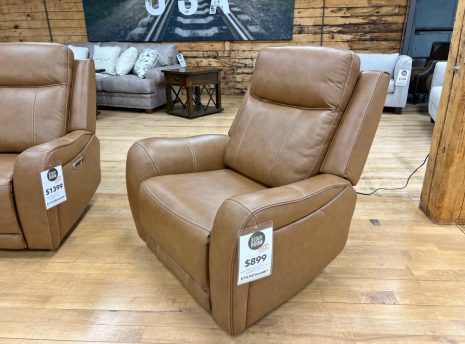 tan leather-look power recliner