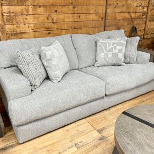 cuddly contemporary silver gray two seat sofa at the stock room discount furniture warehouse in rockford, il