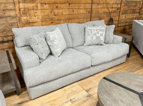 cuddly contemporary silver gray two seat sofa at the stock room discount furniture warehouse in rockford, il