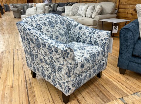 persian pattern accent chair indigo blue & white colors in stock now at The Stock Room in Rockford, IL