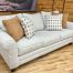 three seat roll arm sofa in ivory chenille fabric upholstery in rockford, il