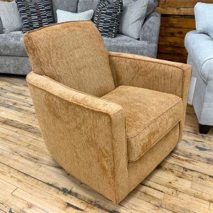 terra cotta orange chenille swivel chair accent chair at the stock room discount furniture warehouse in rockford, il