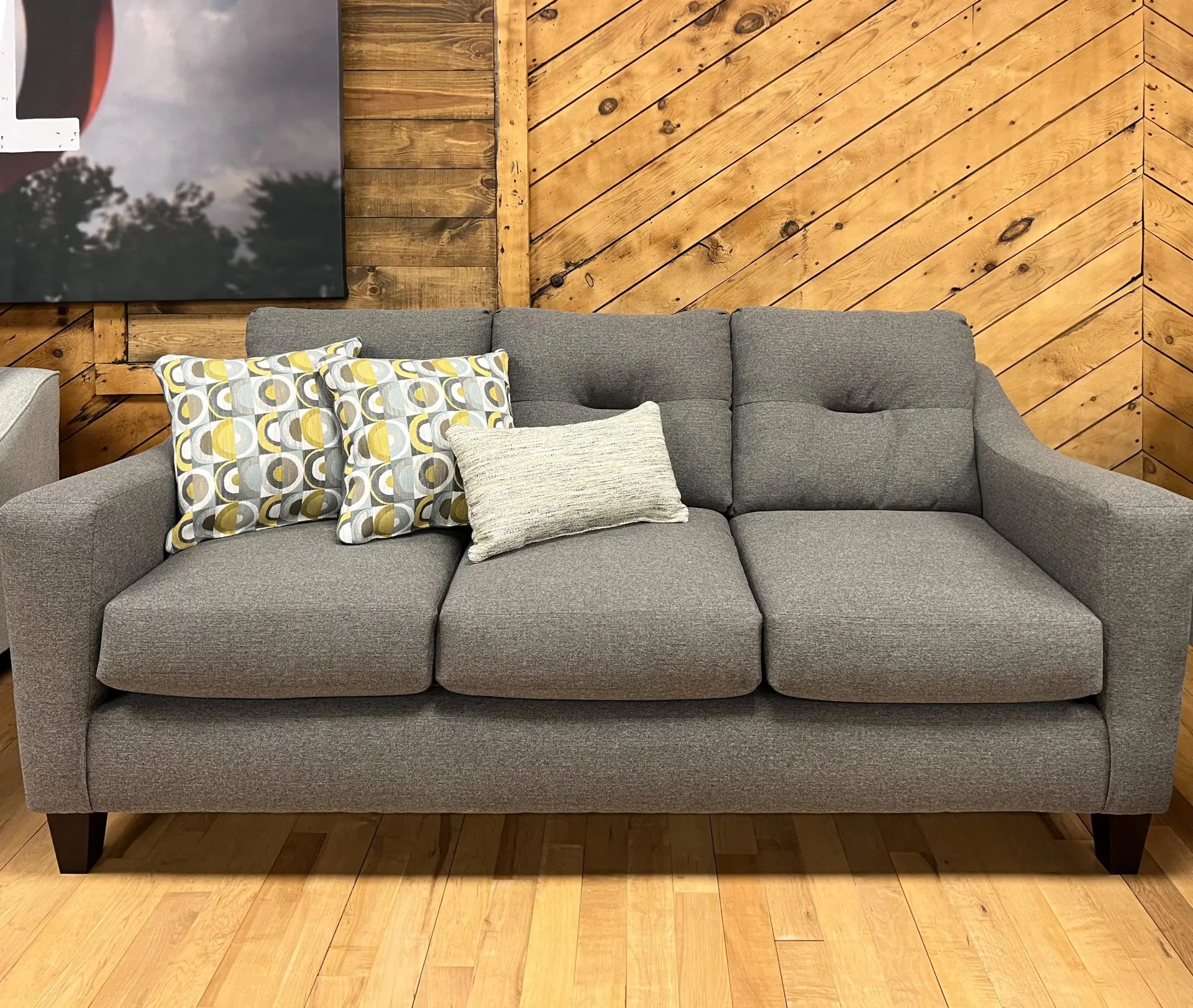 Modern Track Arm Sofa in Charcoal