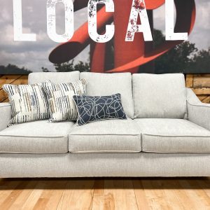 Modern Curved Track Arm Sofa in Mist Gray