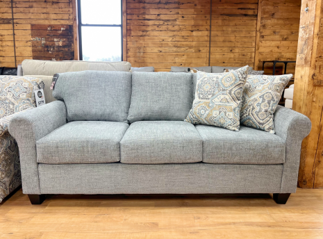 Modern Three-Seat Sofa In Linen Gray
