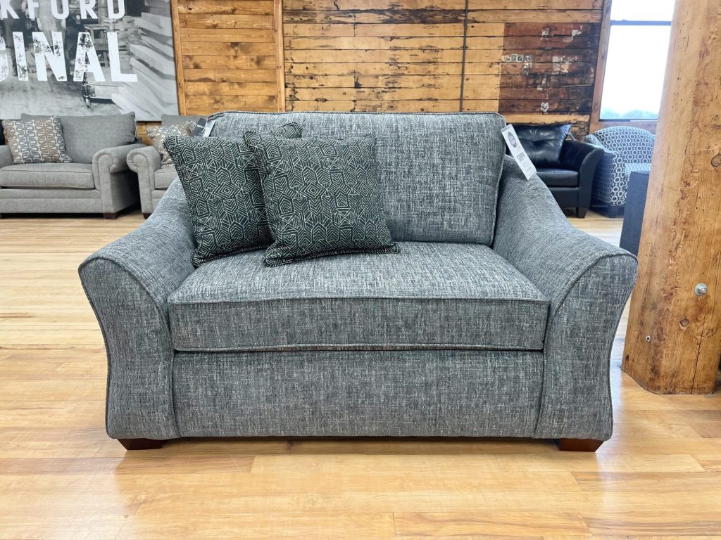 modern chair and half in charcoal blue