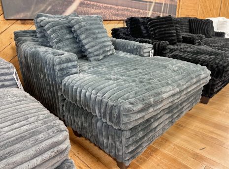 Jumbo Fluffy Corduroy Chaise in Slate Gray