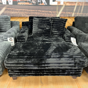 Jumbo Fluffy Corduroy Chaise in Midnight Black