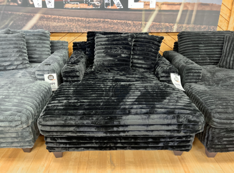 Jumbo Fluffy Corduroy Chaise in Midnight Black
