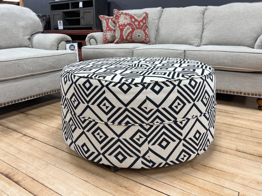 Geometric Cocktail Ottoman In Black and White