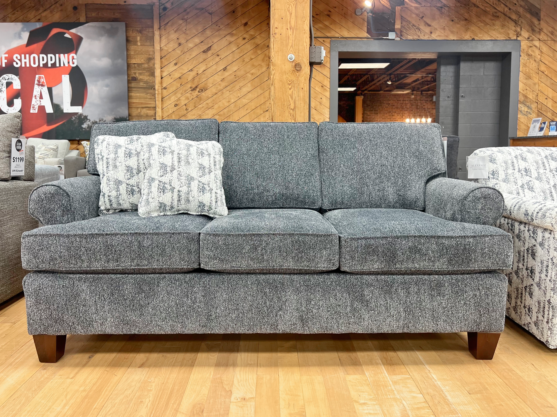 Fuzzy Modern Sofa in Light Denim